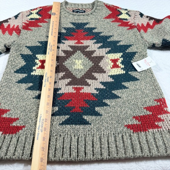 NWT Lucky Brand Southwestern Geometric Wool Blend Sweater Mens M Aztec Boho - Picture 8 of 10